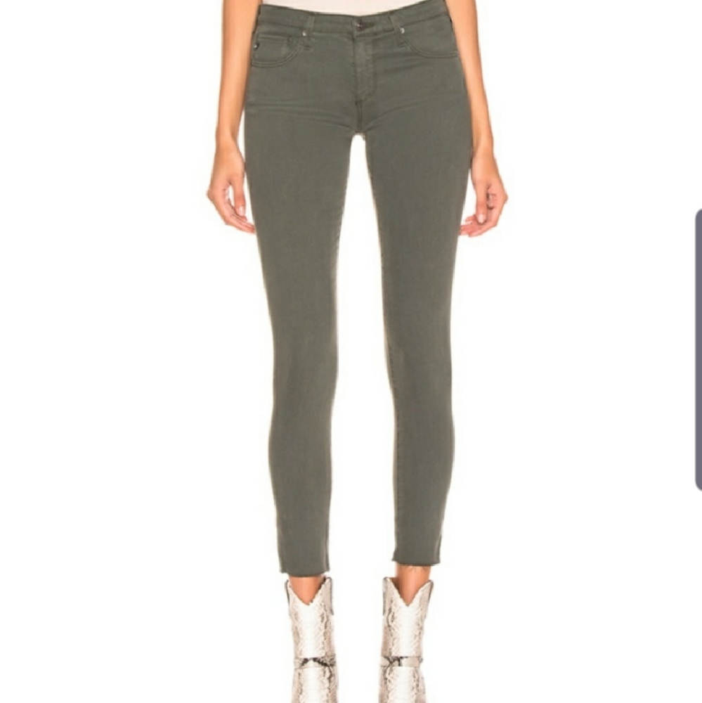Ag adriano goldschmied stevie ankle slim jegging olive green army green size‎ 27